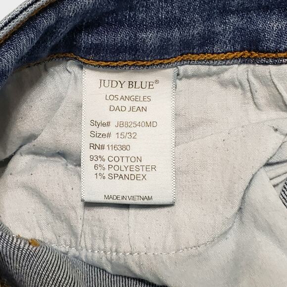 Judy Blue Parkersburg Mid Rise Dad Straight Jean Sz 15/32 Light Wash Distressed - Picture 8 of 16